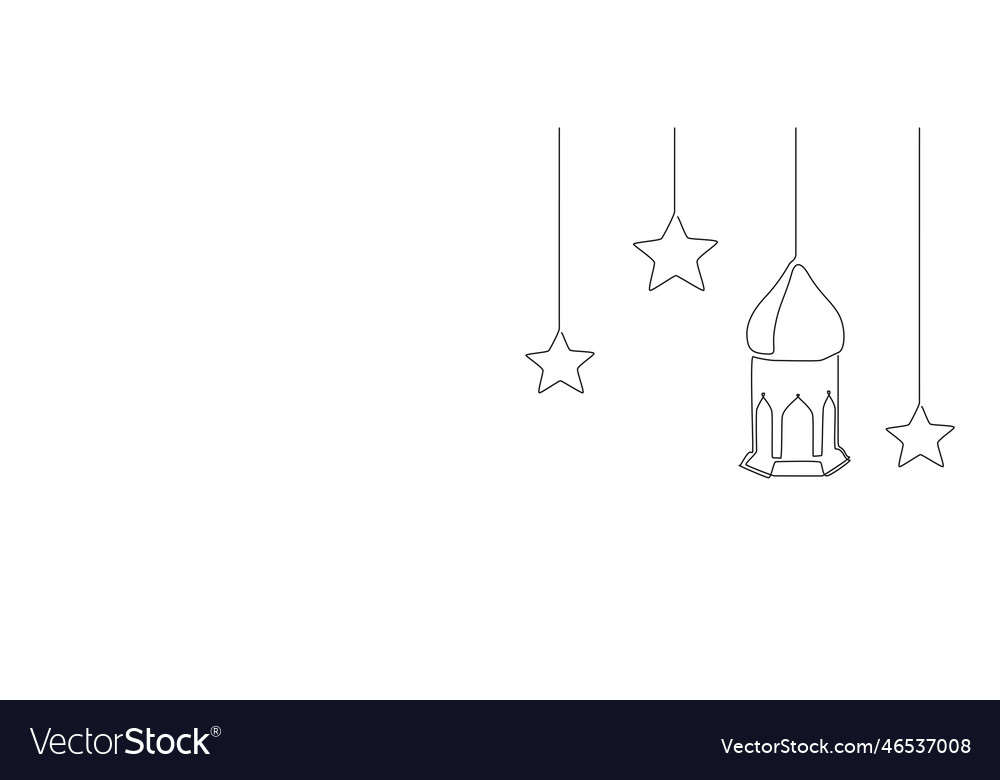 One continuous line drawing of ramadan kareem