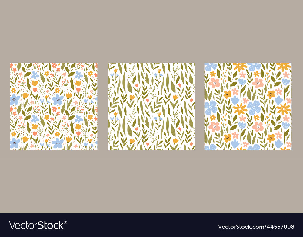 Set of botanical seamless patterns vector image Set of botanical seamless patterns