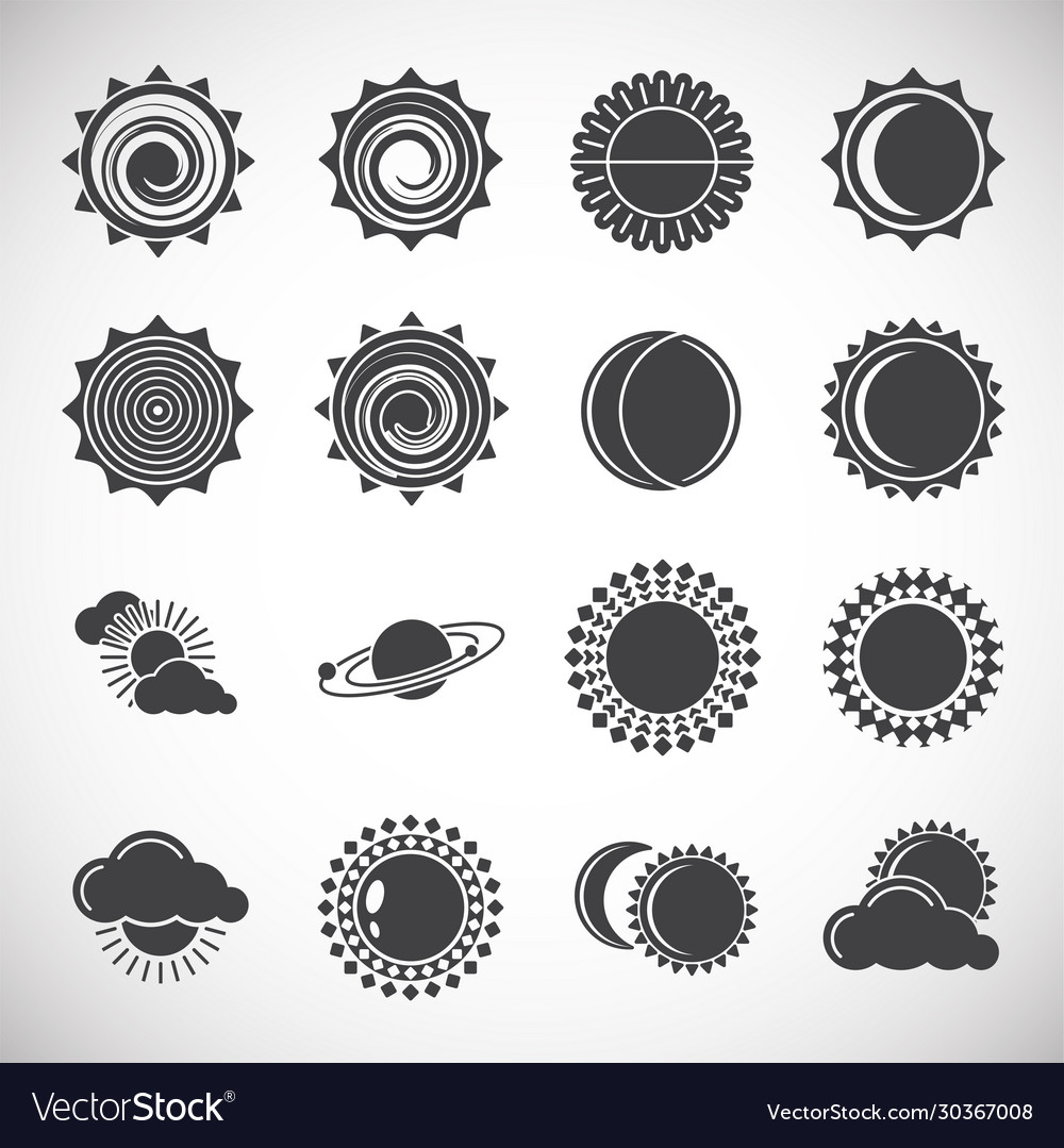 Sun related icons set on background for graphic vector image Sun related icons set on background for graphic