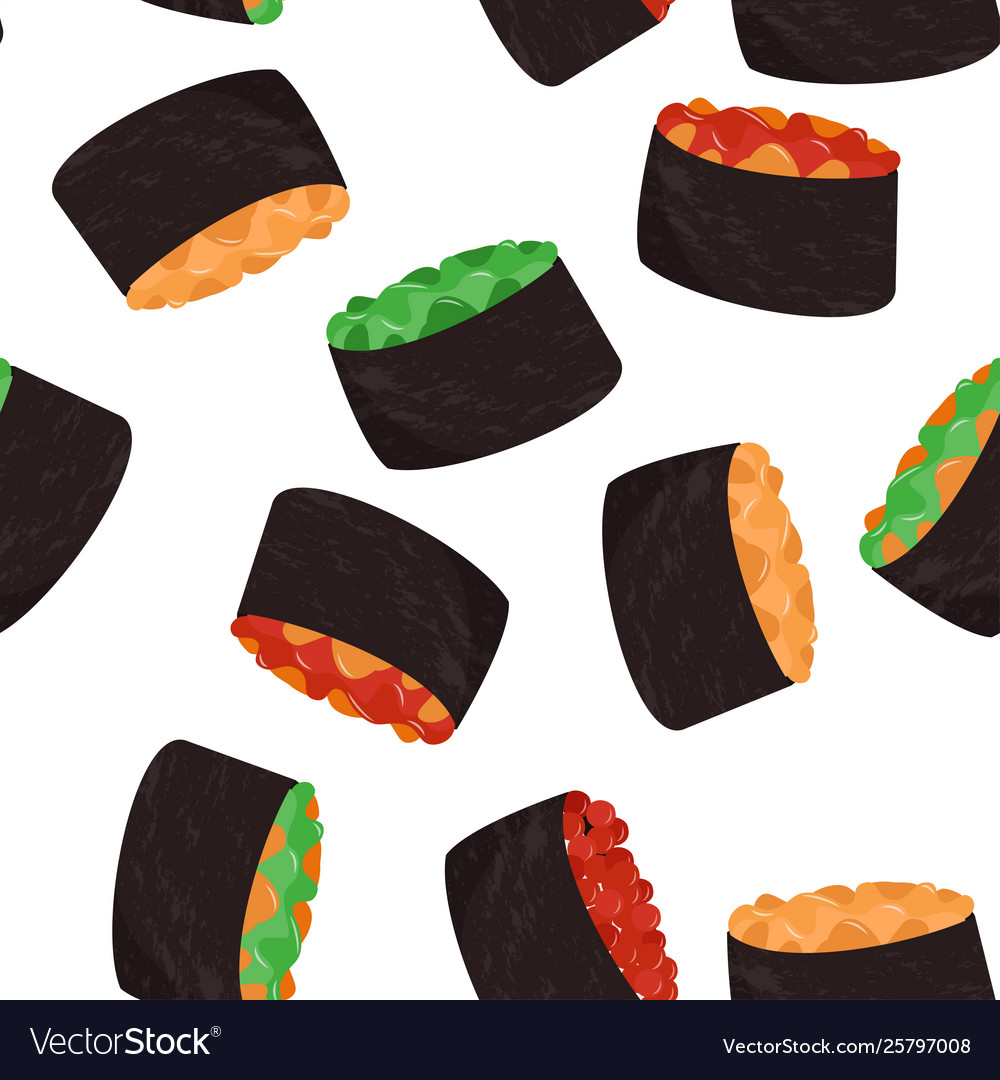 Sushi pattern japanese dishes seamless pattern