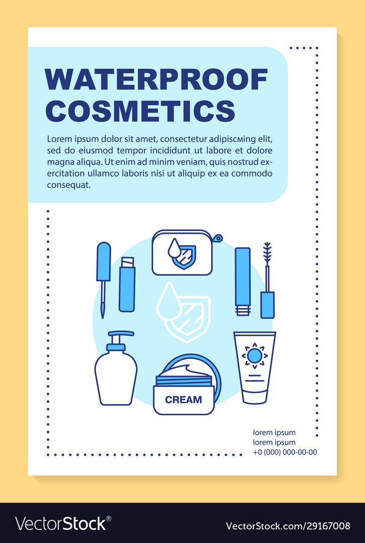 Water resistant makeup skincare brochure template Vector Image