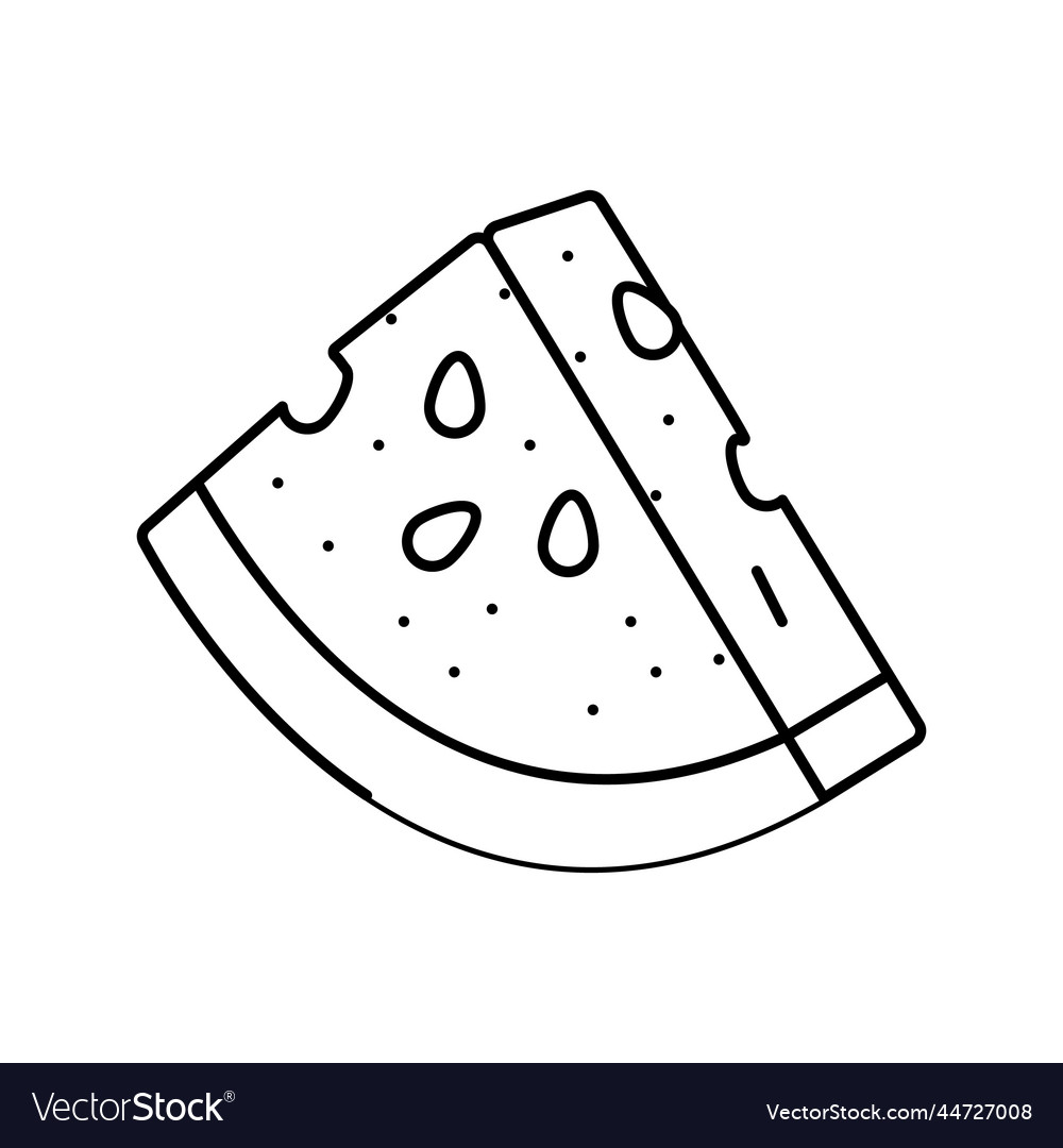 Watermelon slice triangular line icon vector image Watermelon slice triangular line icon