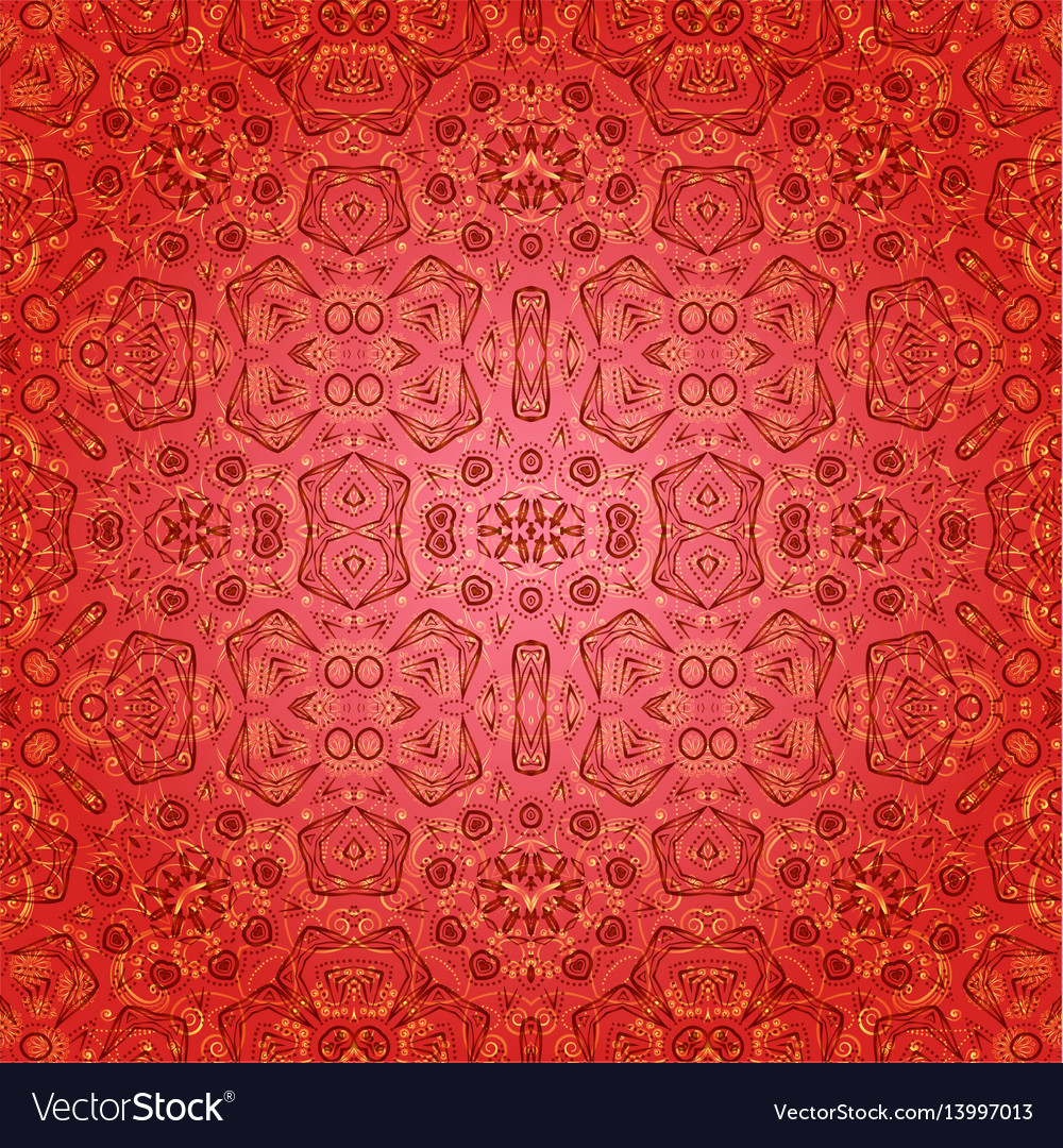 Abstract Red & Gold Tile Pattern