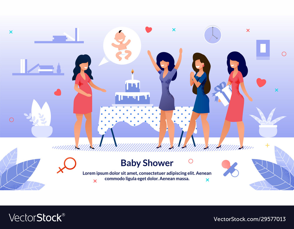 Baby shower party celebration flat banner Vector Image