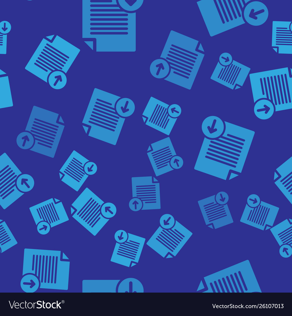 Blue upload file icon isolated seamless pattern vector image Blue upload file icon isolated seamless pattern