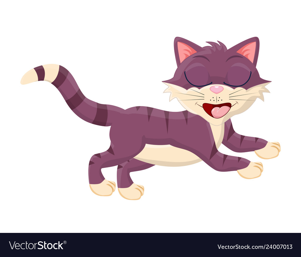 Cartoon cat with closed eyes symbol icon design