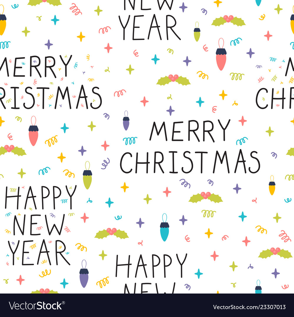 Christmas and new year seamless pattern winter