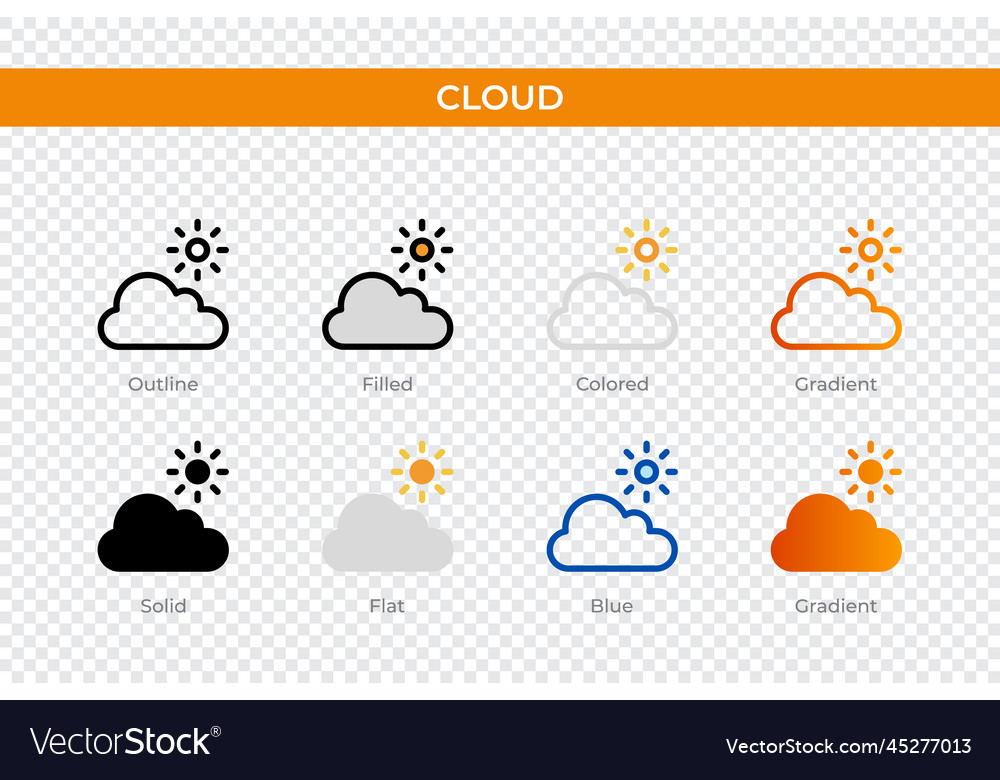 Cloud icon in different style icons Vector Image Cloud icon in different style icons