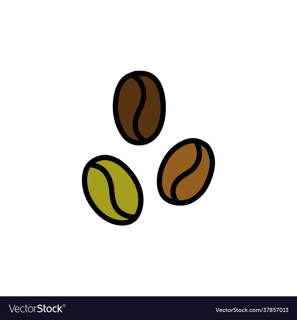 Coffee beans doodle icon color line