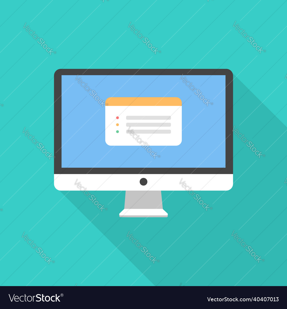 Computer monitor flat design with internet