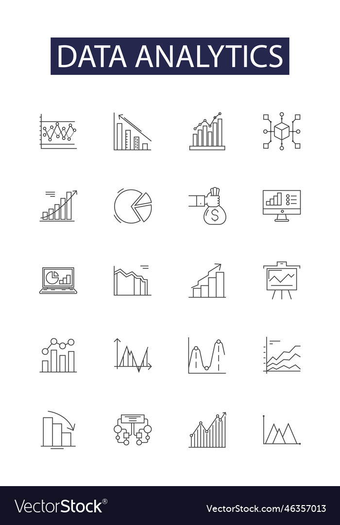 Data analytics line icons and signs vector image Data analytics line icons and signs
