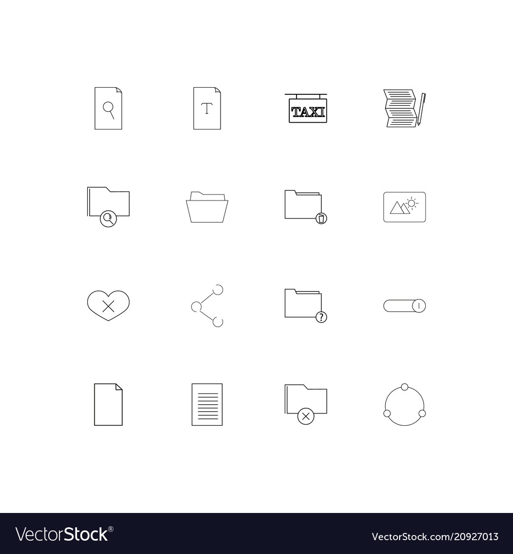 Files and folders sign linear thin icons set