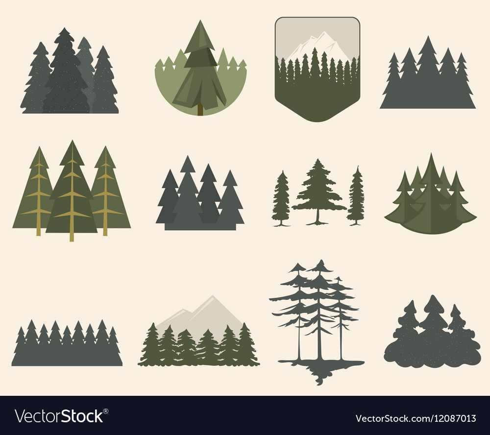 Download Forest tree silhouette set Royalty Free Vector Image