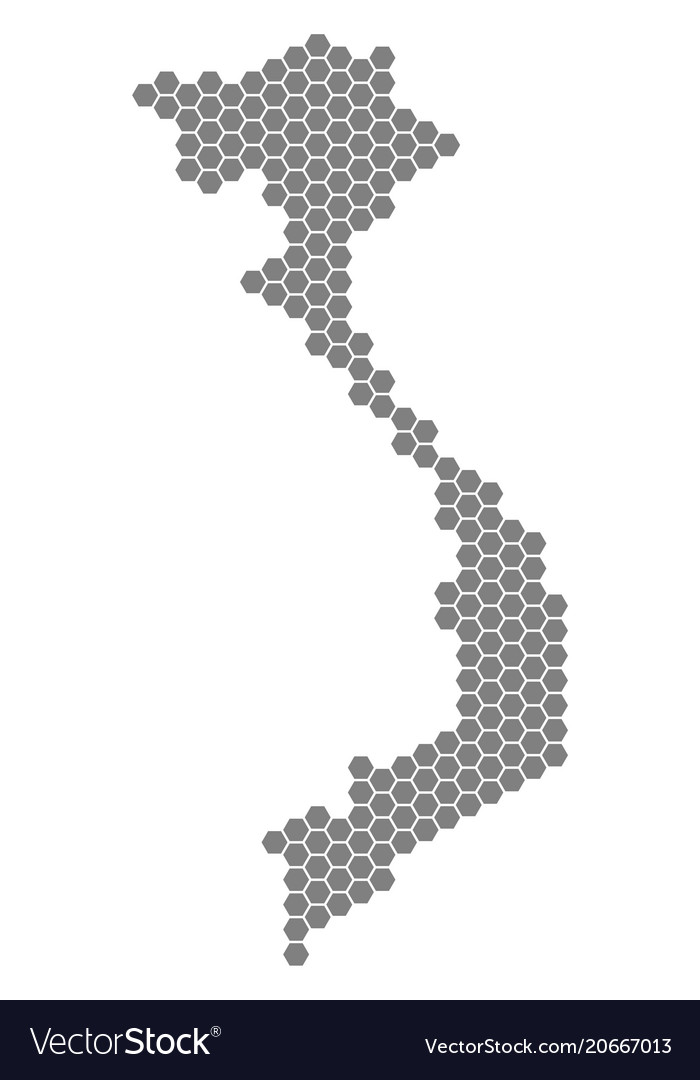 Grey hexagon vietnam map