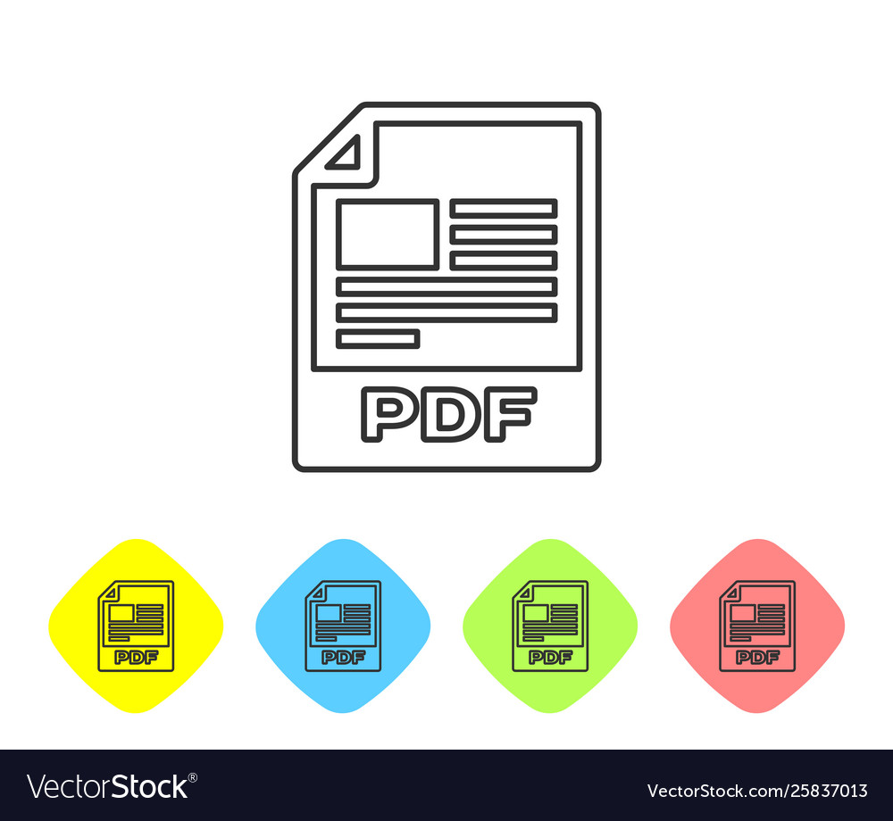Grey pdf file document icon download button vector image Grey pdf file document icon download button