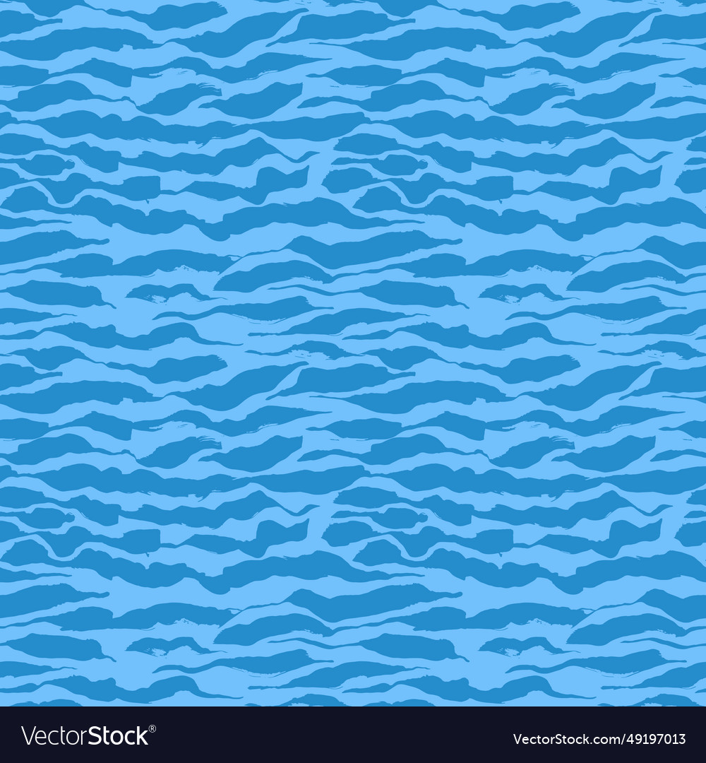 Grunge dry brush blue wave strokes seamless