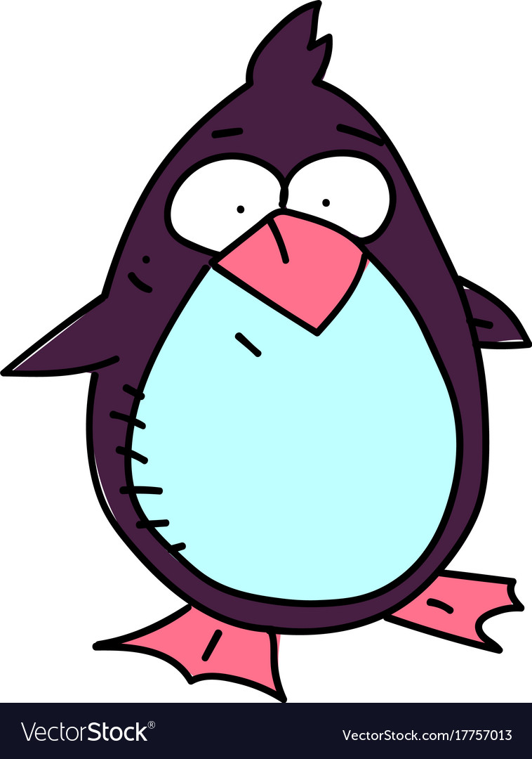 Little pinguin cartoon hand drawn image