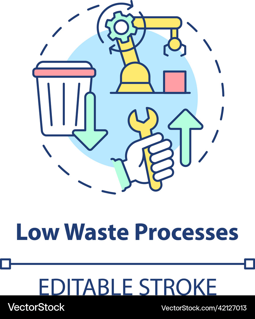 Low waste processes concept icon Royalty Free Vector Image