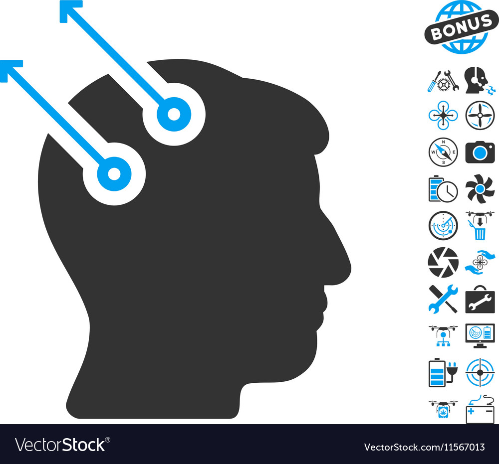Neural interface plugs icon with copter tools