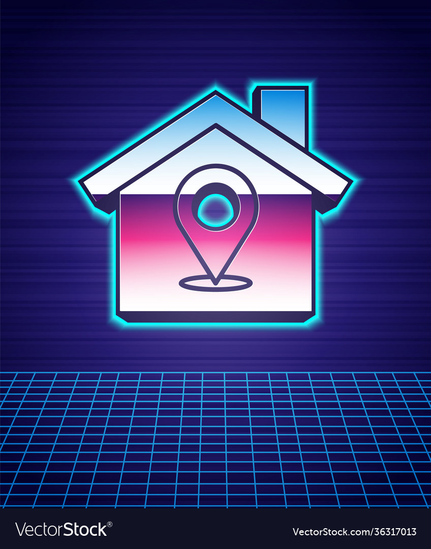 Retro Map Pointer with House Icon