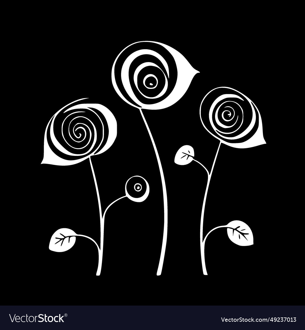 Rolled flowers - black and white isolated icon