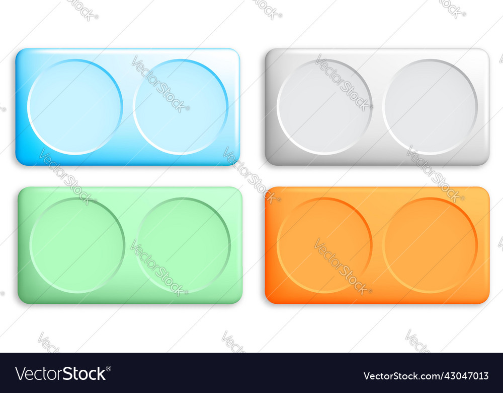 Set of rectangular buttons with rounded corners vector image Set of rectangular buttons with rounded corners