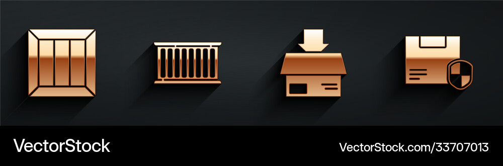 Set wooden box container carton cardboard box Vector Image