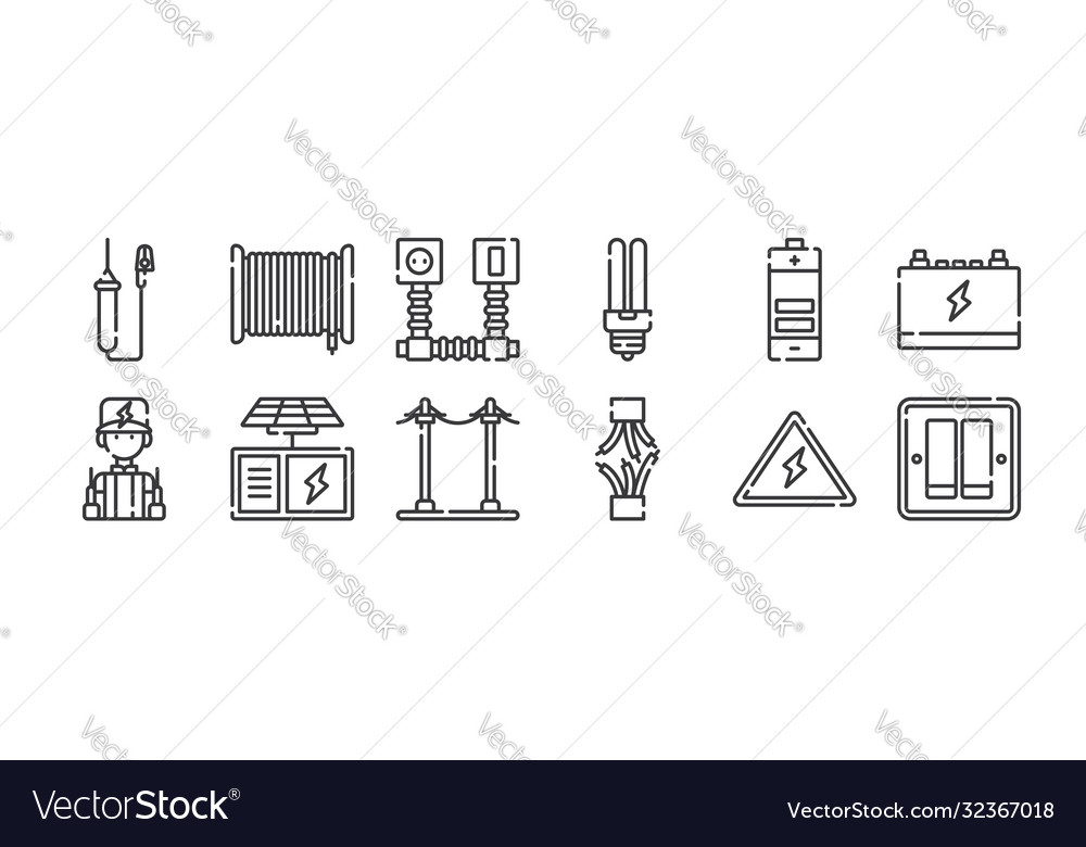 12 set linear electrician tools and elements