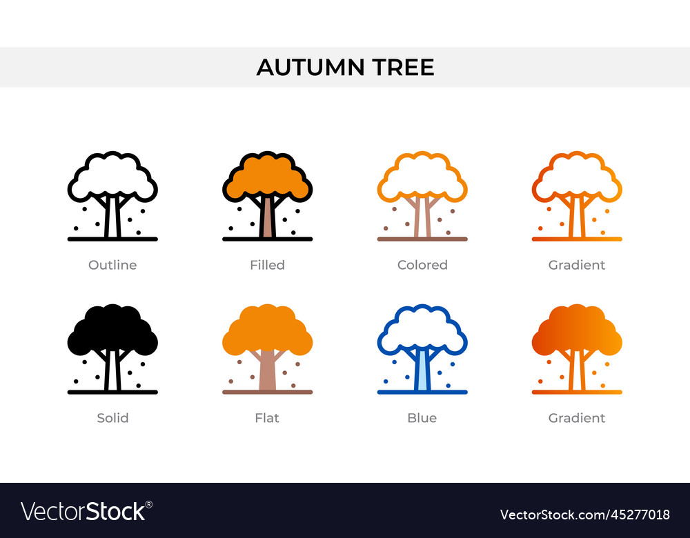 Autumn tree icon in different style vector image Autumn tree icon in different style