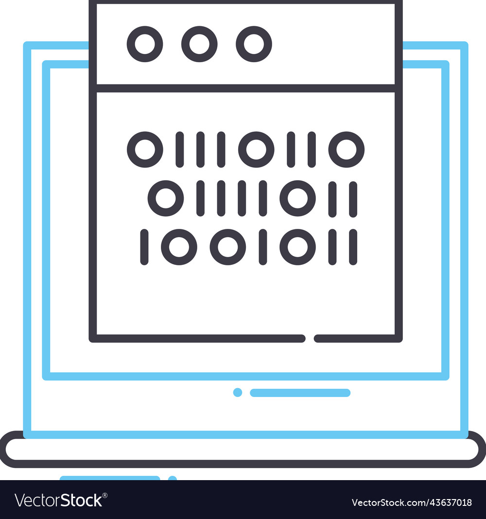 Binary code line icon outline symbol