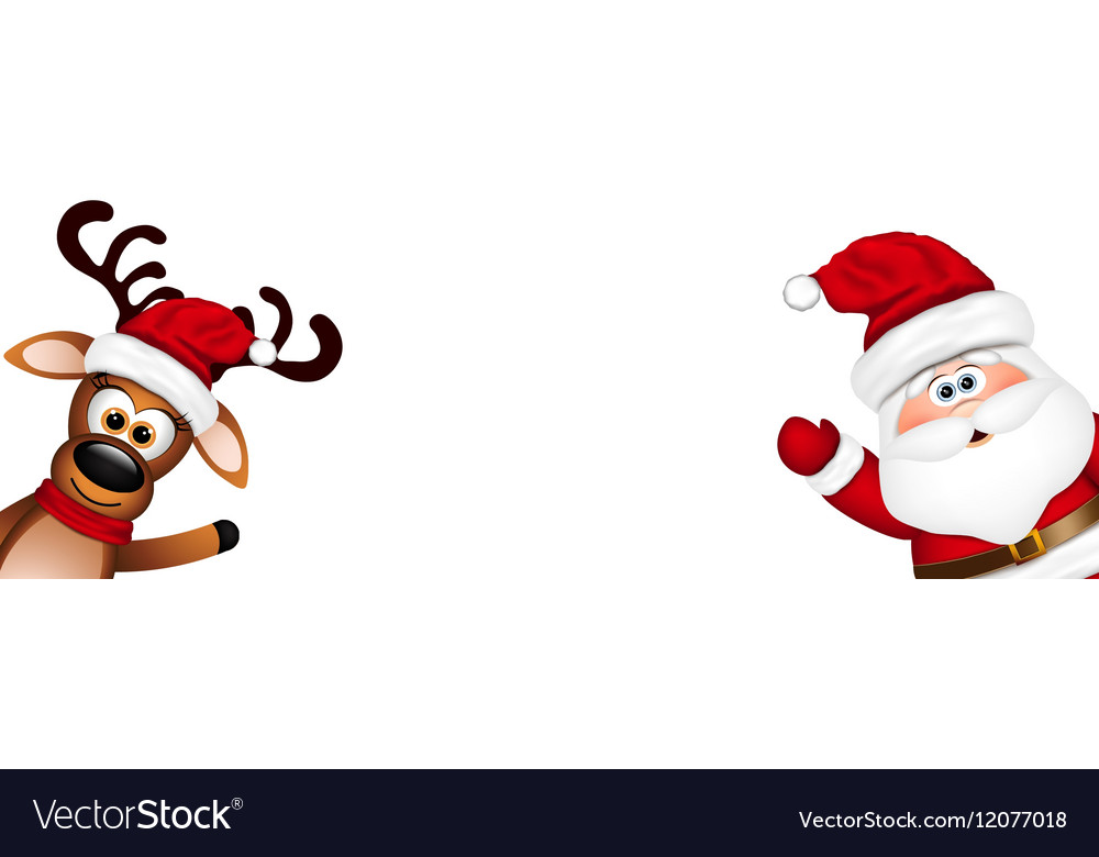 Christmas background funny santa and reindeer Vector Image