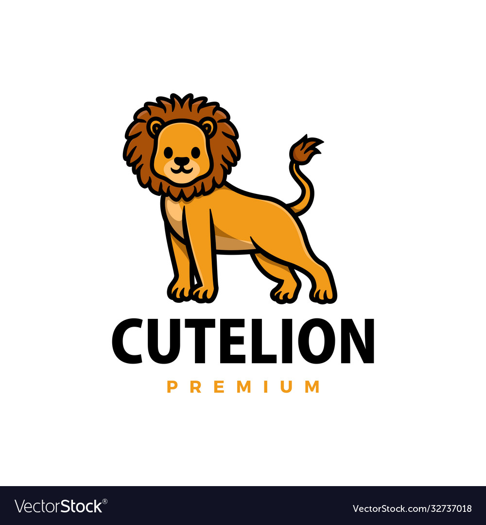 Cute lion cartoon logo icon Royalty Free Vector Image