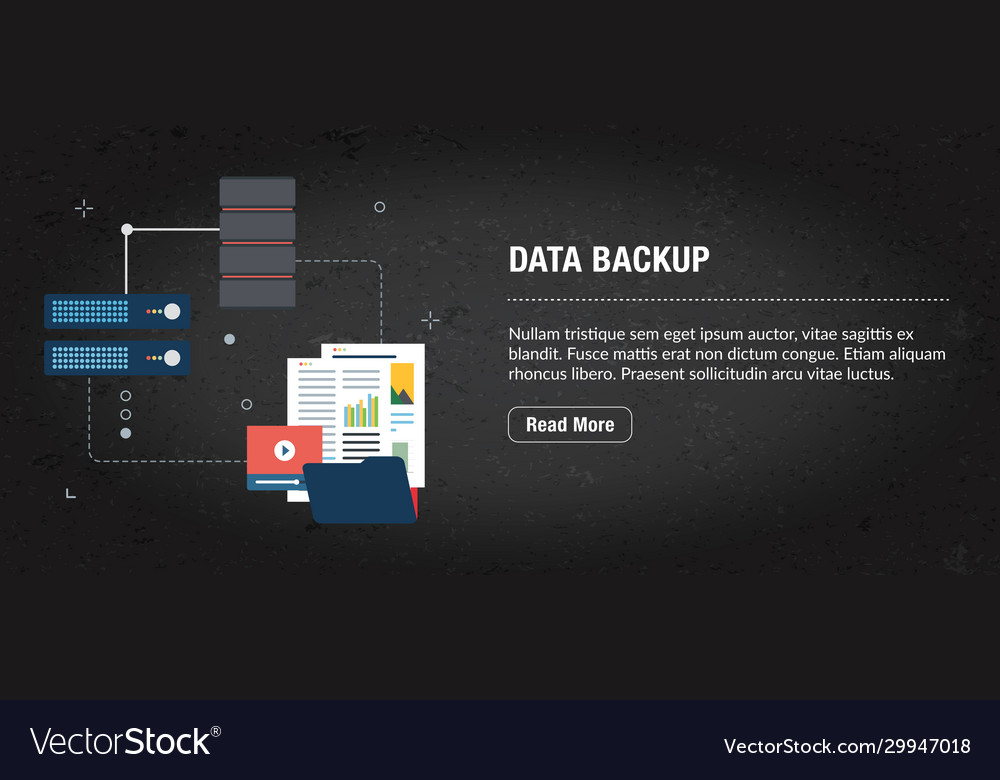 Data backup concept banner internet with icons