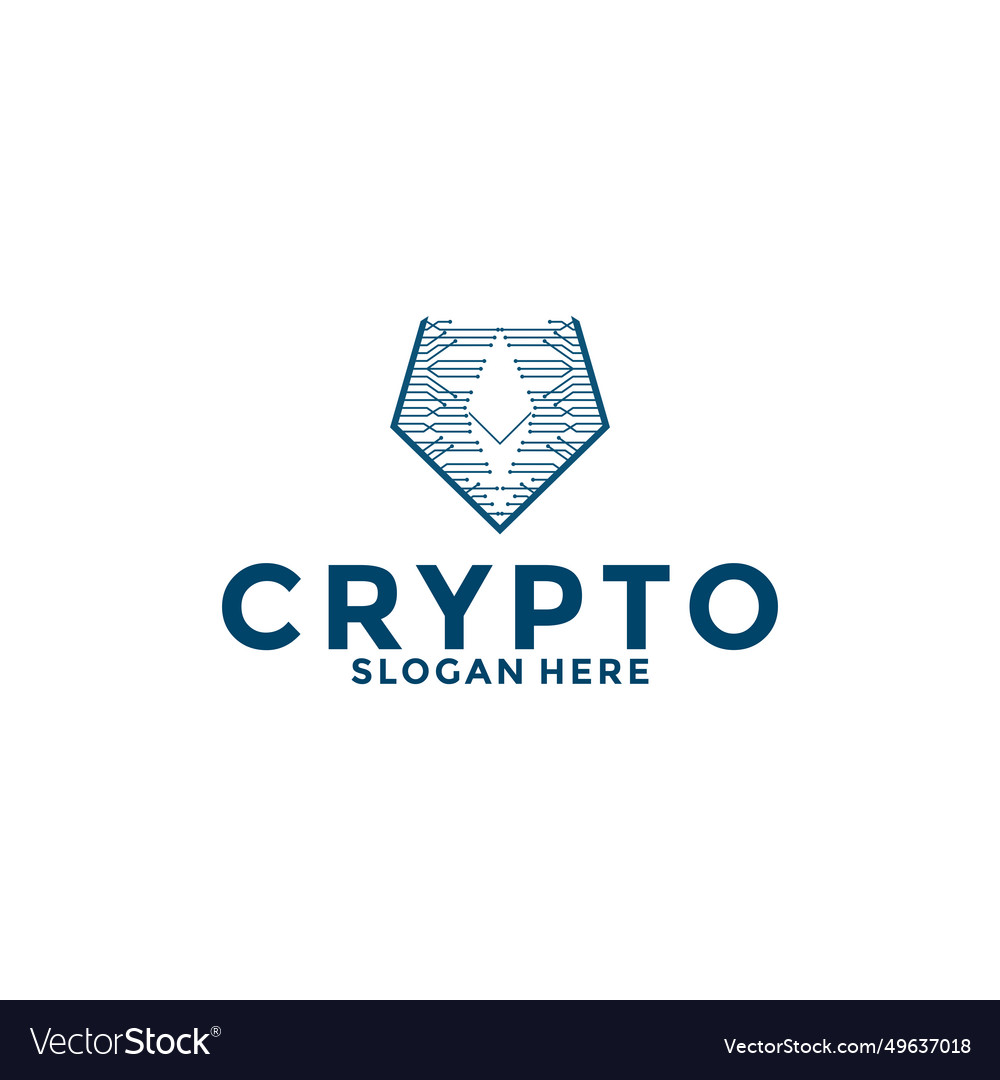 Digital crypto currency logo with blockchain