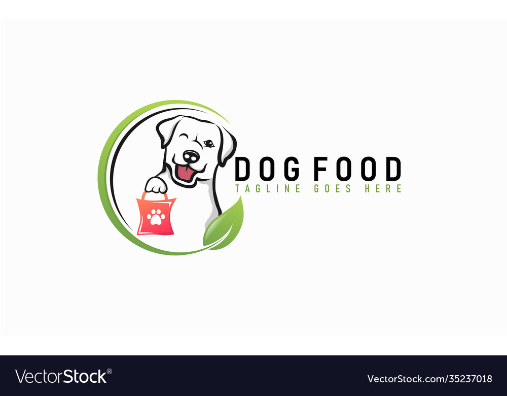 Dog food logo design modern holding