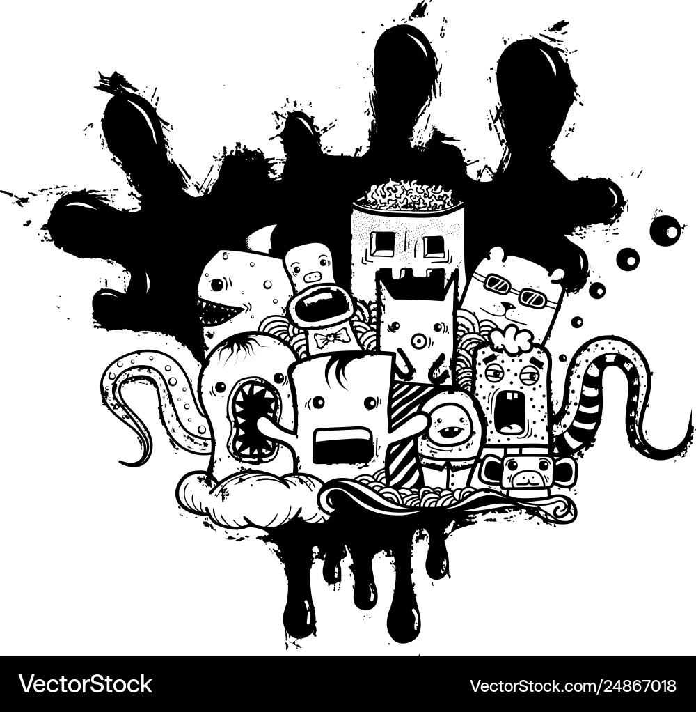Doodle Monsters Hand Drawn Royalty Free Vector Image