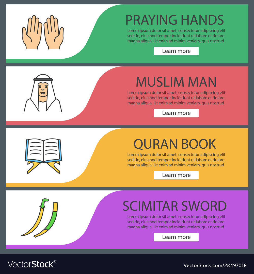 Islamic culture web banner templates set