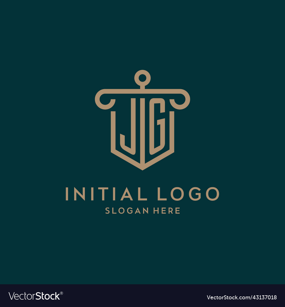 Jg monogram initial logo design with shield