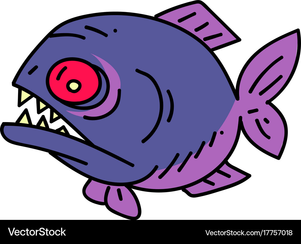 Piranha Cartoon Hand Drawn Image Royalty Free Vector Image