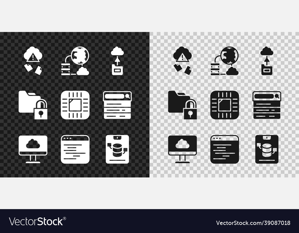 Set cloud hacking network connection Vector Image Set cloud hacking network connection