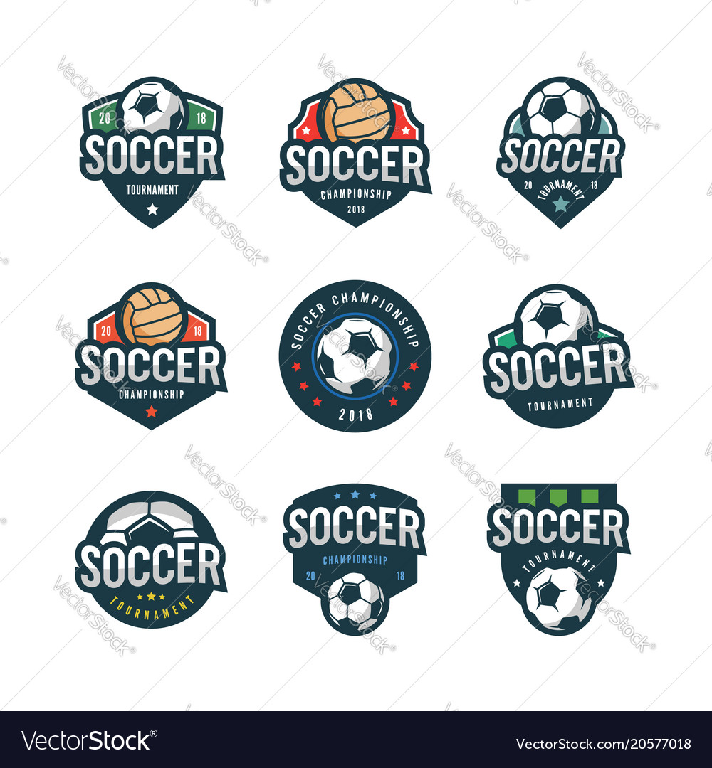 Set football soccer logos sport emblems Royalty Free Vector