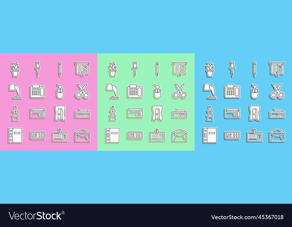 Set line envelope keyboard scissors pencil vector image Set line envelope keyboard scissors pencil