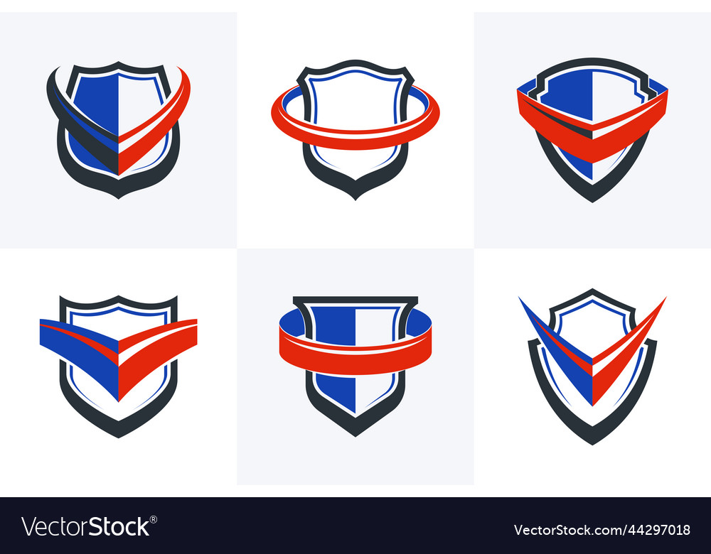 Set of different designs shields for branding