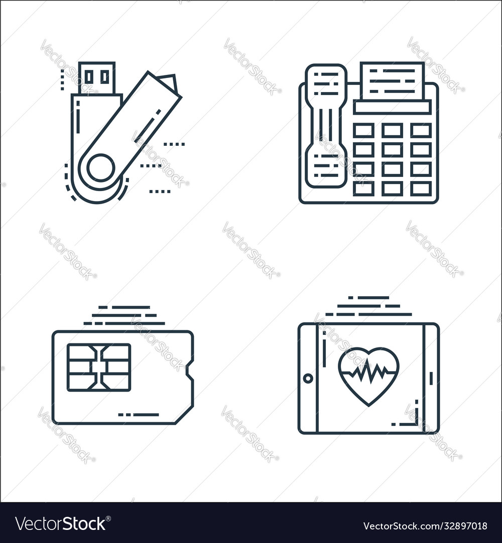 Technology devices line icons linear set quality Vector Image Technology devices line icons linear set quality