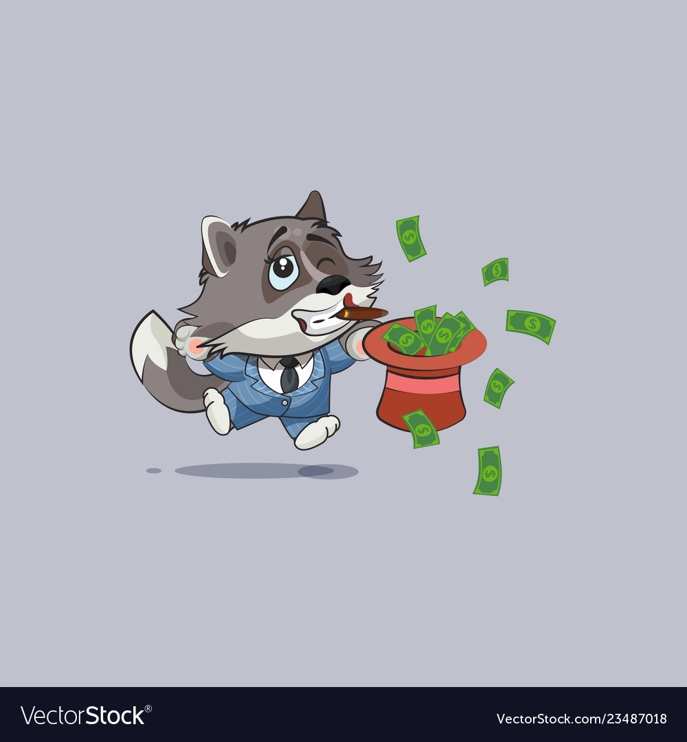 Wolf jumping for joy with hat of money