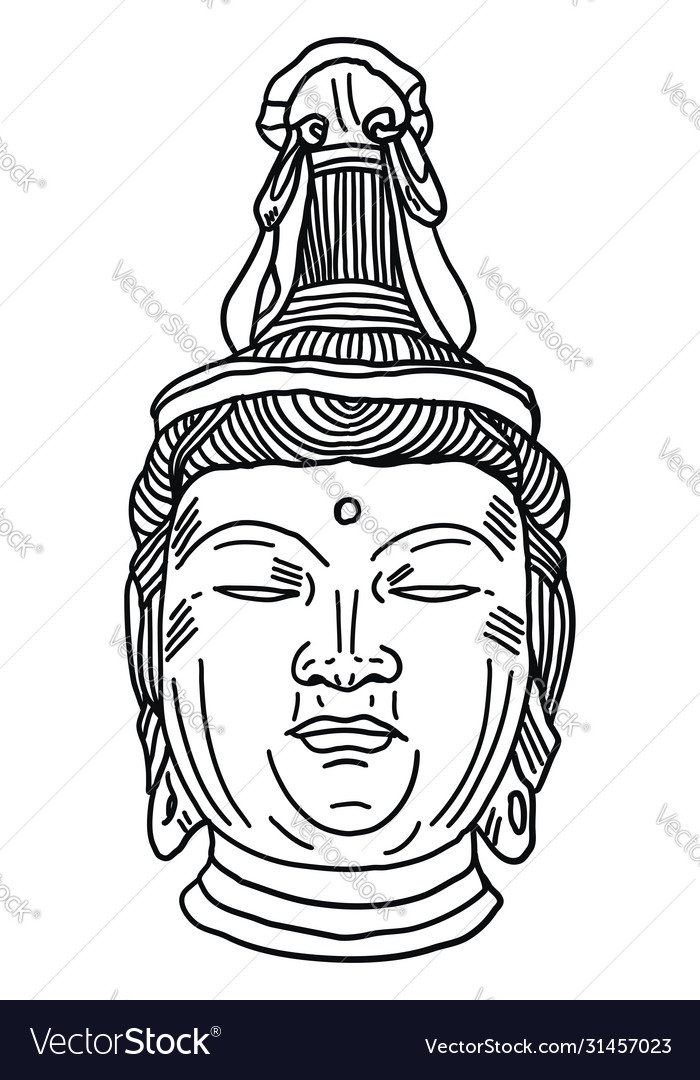 Buddha drawing on white background