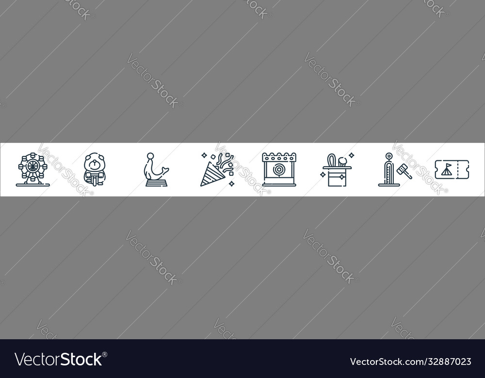 Circus line icons linear set quality vector image Circus line icons linear set quality