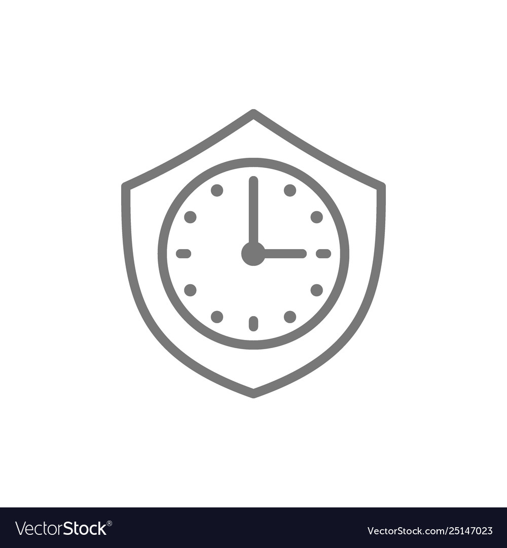 Clock with shield security time line icon vector image Clock with shield security time line icon