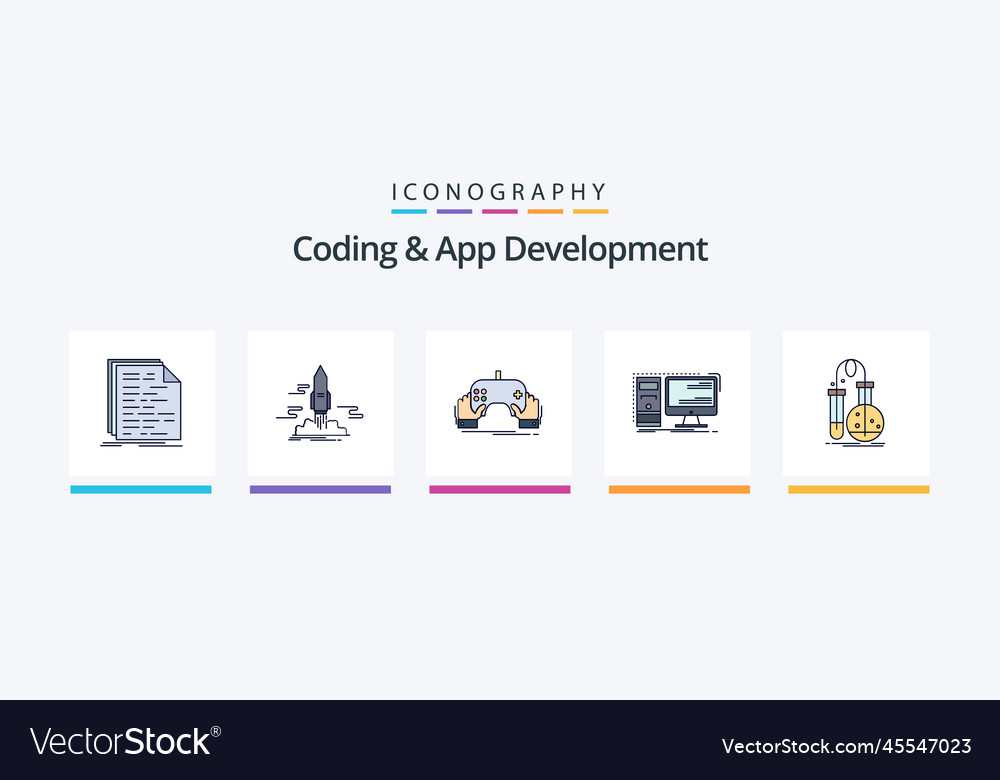 Codierung und App-Entwicklung Linie gefüllt 5 Icon