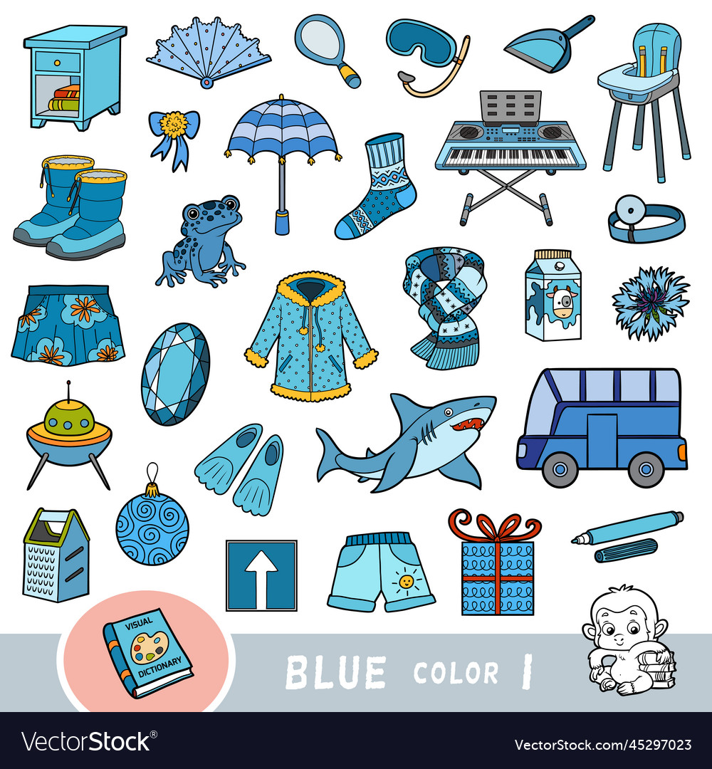 Colorful set of blue color objects visual Vector Image